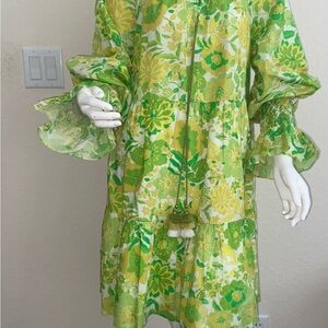 Floral Green and Yellow Dress